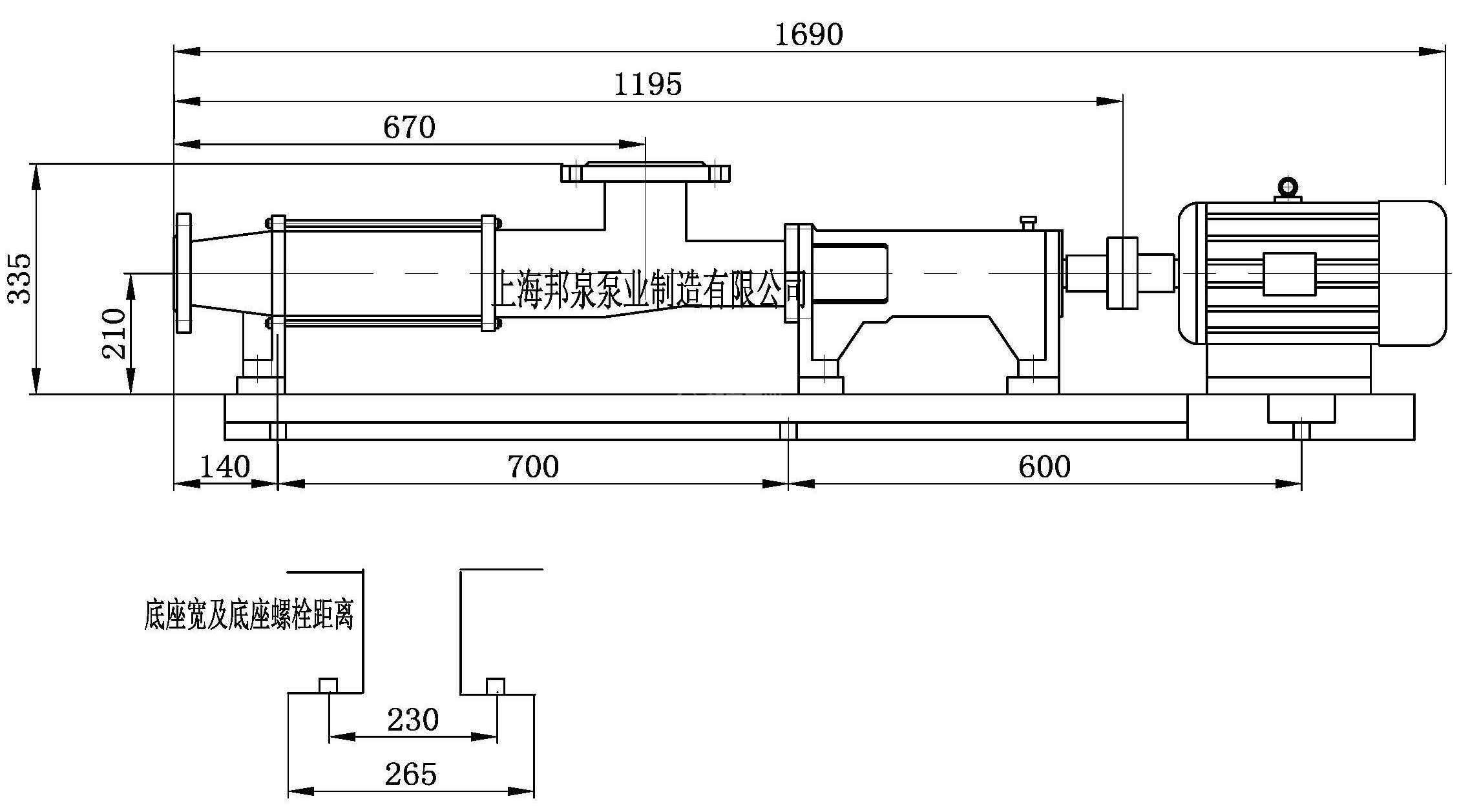 上海mg不朽情缘官网泵业G25-2螺杆泵外形安装尺寸图